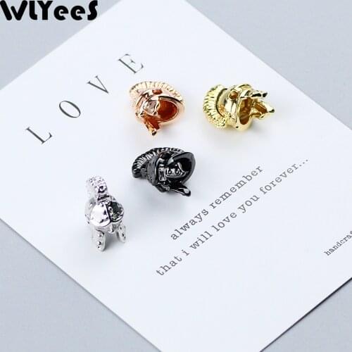WLYeeS 4pcs helmet White Zircon Charm Copper beads 4 kinds of color metal Loose bead for Jewelry making DIY bracelet Accessories