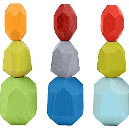 9/10Pcs Nordic Baby Wooden Building Blocks Balance Stacking Game Puzzle Toys