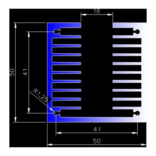 Fast Free Ship side face air-cooled aluminum radiator 50*50*100mm electronic components new aluminum fin type radiator aluminum