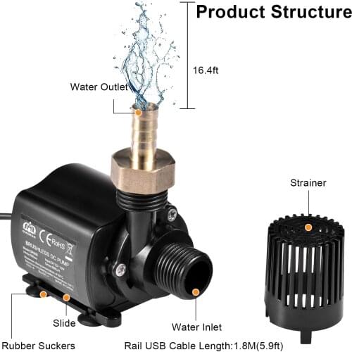 DC brushless water pump Miniature solar water circulation for pool aquarium fish tank water heating mute fountain water pump