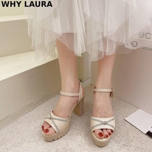 Summer shoes 2021 Womens peeptoe crystal platform sandals high heels womens party fashion peeptoe sandals