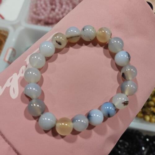Natural Black and white aquatic agate bracelet hand string lovers fashion crystal gift manufacturers