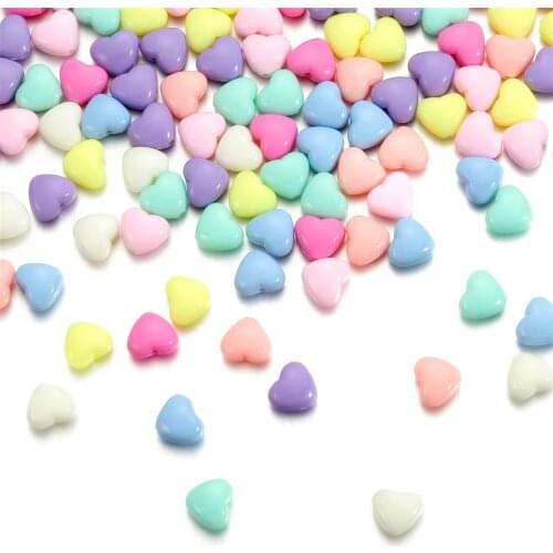 100pcs/lot Acrylic Charm Beads Heart Shape Spacer Beads For DIY Making Bracelets Necklace Loose Beads Jewelry Accessories