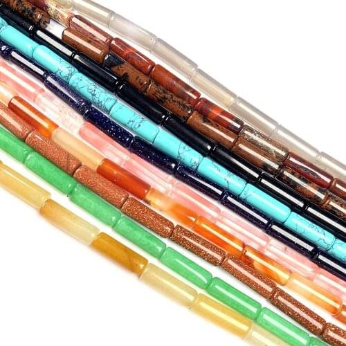 Natural stone Column shape agates Beaded semi-finished Loose Spacer Beads For jewelry making DIY bracelet necklace accessories