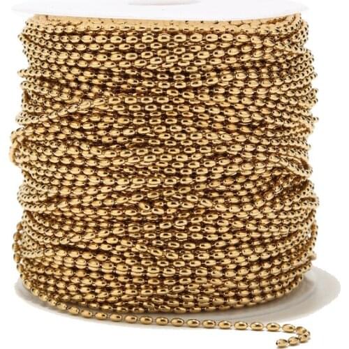 High Quality 2.3MM Width gold tone Stainless Steel Ball Chains for DIY jewelry craft making Necklaces Findings