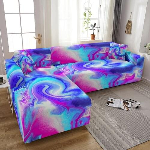 3D Marble Elastic Sofa Slipcover L Shape Corner Sofa Covers For Living Room Sectional Couch Cover Chaise Lounge Funda Sofa