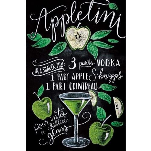 JMINE Div 5D Blackboard Chalkboard Glass Wine apple Full Diamond Painting cross stitch kits art Scenic 3D paint by diamonds