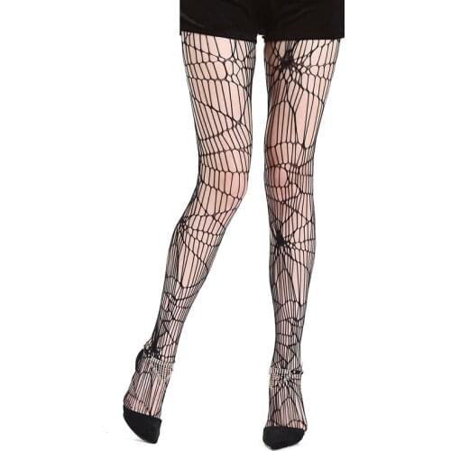 Black Lady Hollow Out Thin Stretch Irregular Cool Rock Goth Nylon Leggings Halloween Women Sexy Gothic Spider Cobweb Tights 2021