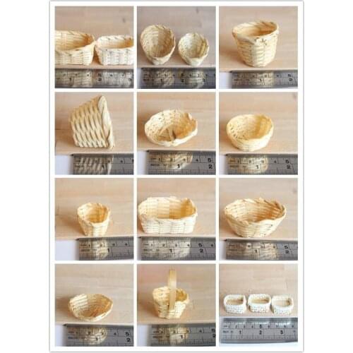 G10-X016 children baby gift Toy 1:12 Dollhouse mini Furniture Miniature rement accessories Woven bamboo basket 1pcs