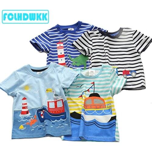 Baby Children Ocean Printing T-Shirts Baby Cartoon Style Tee Tops Boy Girls Summer Short Sleeve Clothes Boys Cotton T-shirt