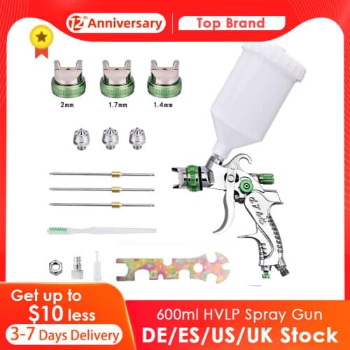 EU US Ready Stock HVLP Spray Gun Painting Gun 600ml 1.4/1.7/2.0mm Nozzle Size Waterborne Paint Use for Car Paint Spray Guns