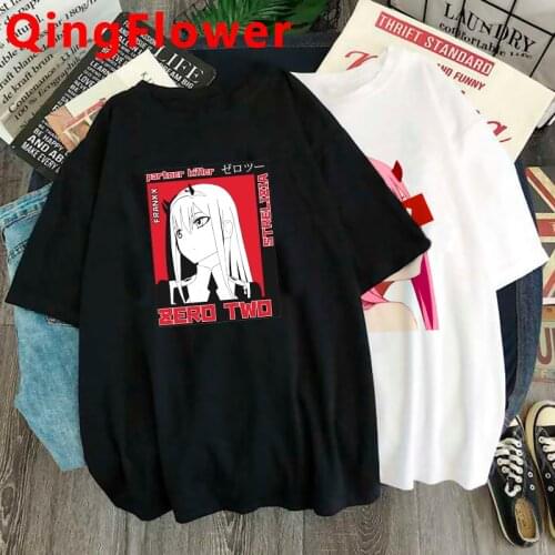 Japanese Anime Darling In The Franxx T-shirt Men Unisex Funny Cartoon Summer Tshirt Graphic Hip Hop T Shirt Casual Top Tees Male