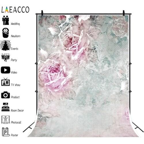 Laeacco Faded Flowers Wall Gradient Photography Backdrops Baby Shower Photo Backgrounds Newborn Child Portrait Photophone Props