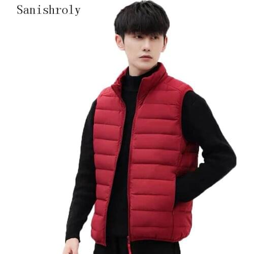 Men White Duck Down Vest Jacket Male Winter New Ultra Light Sleeveless Waistcoat Coat Fashion Sand Collar Large Size Loose Vests