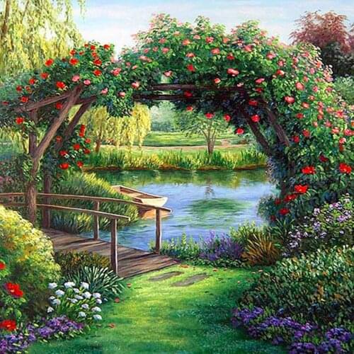 A38893 11CT/14CT/18CT/25CT/28CT oil scenery patterns Counted Cross Stitch DIY Cross Stitch Kits Embroidery Needlework Sets