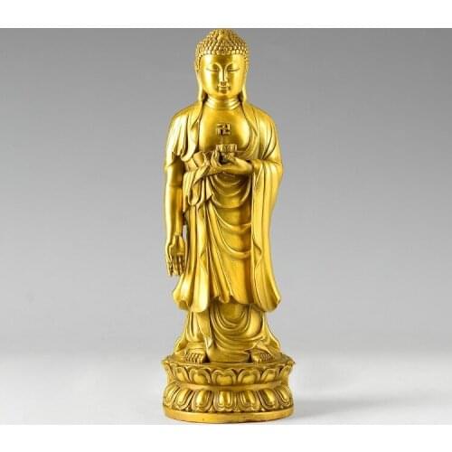 Open the Light, pure copper Buddha ornaments, Shakya Muni, Buddha statue, figure, figurine, Amitabha, about 25.5CM Height