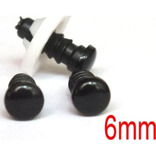 Wholesale 200pcs 6mm plastic safety crystal Flat toy eyes /black doll eyes