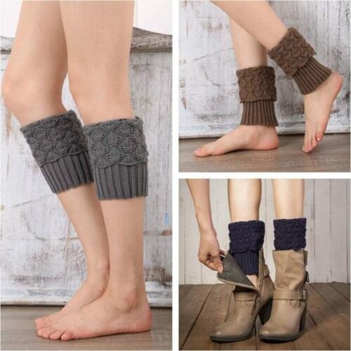 Autumn Winter Casual Womens Knitted Boot Knit Warm Leg Warmers Boot Socks Legs Warmers Shoes Set