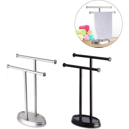 New Stainless Steel Hotel Household Towel Shelf Floor Double Pole Bathroom Toilet T-shaped Towel Rack