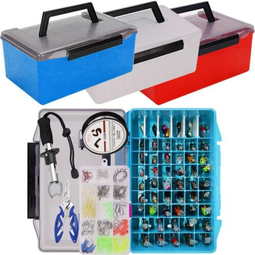 27 x 18 x12.5cm Portable Fishing Shrimp Box 52 Grids Fishing Lure Tools Thicken Depth Large Multifunction Fishing Tackle Case