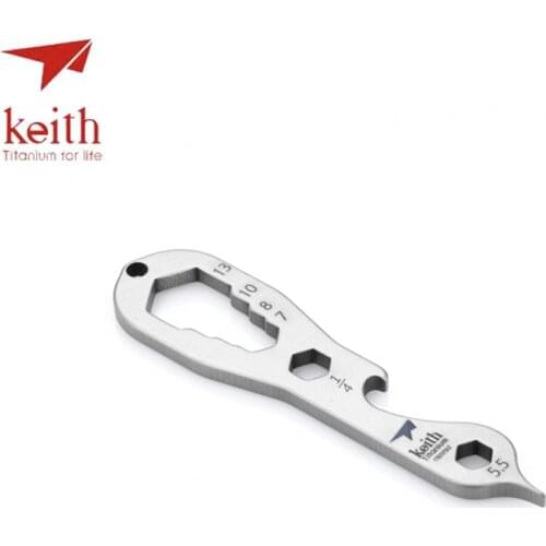 Keith Pure Titanium Hex Wrench Bottle Opener Spanner Portable Camping Hiking Multifunctional EDC Tool