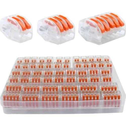 Wire Connector 54PCS / Box Transparent Universal Compact Terminal Block Lighting Connector for 5-Room Hybrid Quick Connector