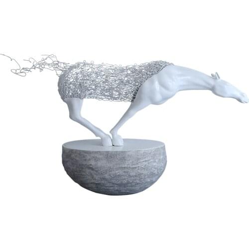 Sales office lobby landscape creative FRP sculpture large animal landing Abstract horse iron art decoration works of Art