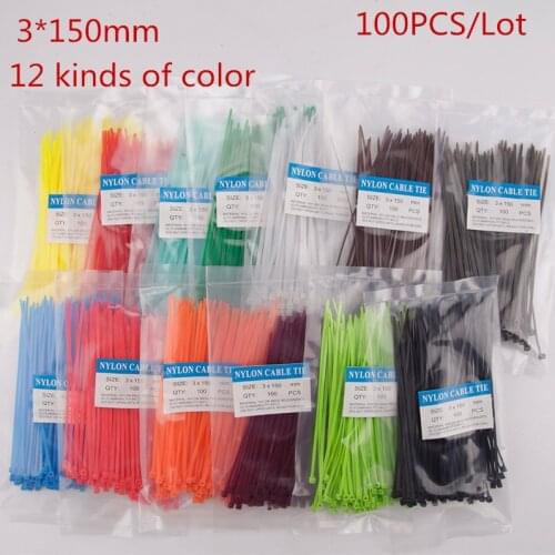 100PCS/Lot 3*150 colorful cable tie Nylon cable ties All sorts of color 3X150MM