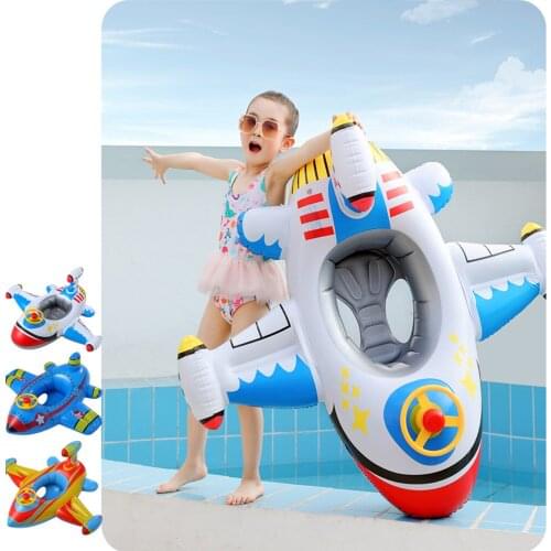 Airplane Infant Float Pool Swimming Ring Inflatable Circle Baby Seat with Steering Wheel Summer Beach Party Pool Swim Toys Kids