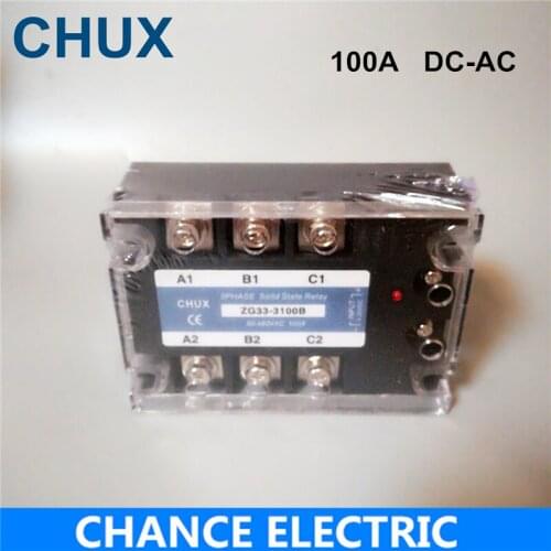 Free shipping 100A Three Phases 220v voltage Solid State Relay SSR DC control AC (ZG33-100DA)