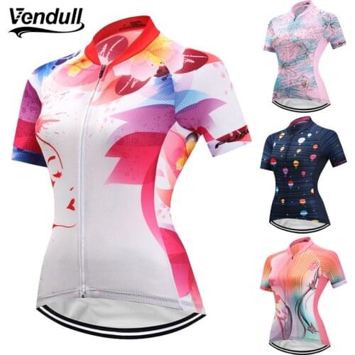 VENDULL Team Cycling Jersey 2021 Women Summer Short Sleeve MTB Bike Jersey Maillot Ciclismo Outdoor Racing Sport Bicycle Shirt