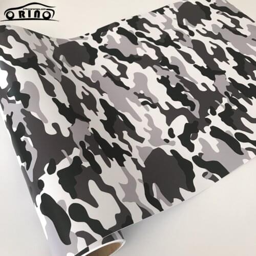 50cmx300cm Black White Grey Snow Camo Vinyl Car Wrap Camouflage Film Sticker For Scooter Motorcycle Car Wrapping Self Adhesive