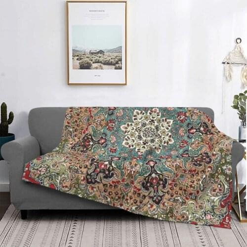 Vintage Antique Persian Print Bohemian Blanket Fleece Spring/Autumn Super Warm Throw Blankets for Bed Office Plush Thin Quilt