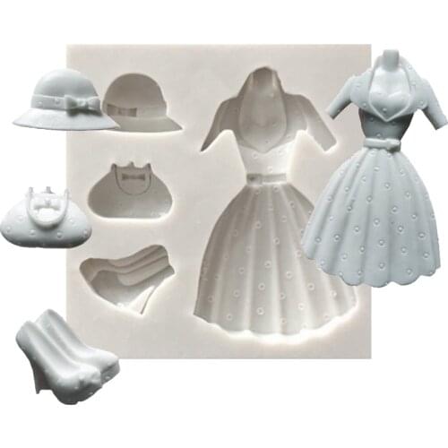 High heels Skirts Bags Sunbonnet Silicone Fondant Cake Chocolate Candy Silicone Decorating Mould Tools