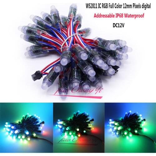WS2811 2811 IC RGB Full Color 12mm Pixels digital Addressable 5V 12V Dream Color LED Pix els Module IP68 Waterproof Point Light