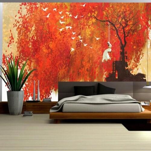 Yellow Wallpaper Woman Swinging Under Autumn Maple Leaves Free Desktop Wallpaper Sitting Room Decor Wall Design Ideas for Living