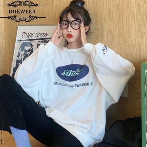 Hoodies Womens Pullover O-Neck Letter Printed Oversize Spring Autumn Ulzzang Comfortable All-match BF Simple Sweet Harajuku