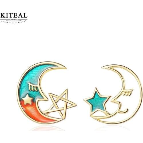KITEAL Wholesale 2020 new silver color Female Friend stud earrings Stars moon women earrings jewelry display