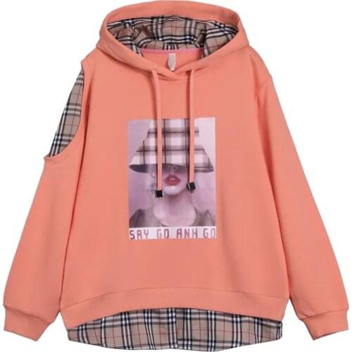 Womens Fake Two-Piece Sweater Autumn Korea Style Long fashion plaid o Neck Ladies Jumper Solid Casual Pullover for Female