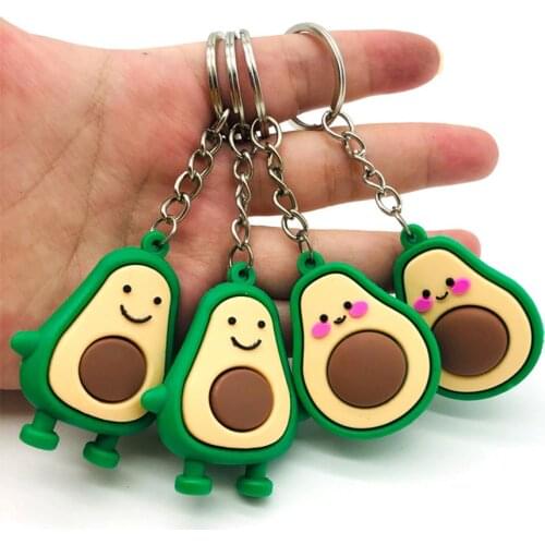 1pc New Simulation Fruit Avocado Smile-shaped Keychain Toys Avocado Key Chains Fashion Birthday Gifts