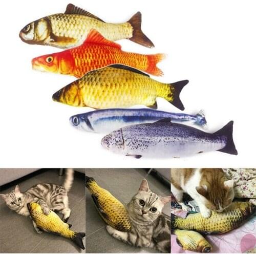 1PC Artificial Fish Plush Pet Cat Puppy Dog Toys Sleeping Toy Cat Mint Catnip Toys Cute Fish Tank Aquarium Decoration