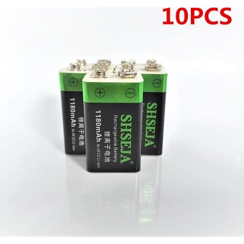 10pcs/lot SHSEJA 9V 1000mAh lithium ion battery 6F22 USB rechargeable battery detector toy rechargeable battery free shipping