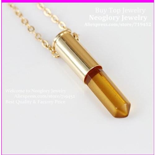 10pcs Nature Crystal Quartz Gems Point Bullet Pendant metal Color Casing Necklace Drusy Quartz Druzy Pendant Necklace