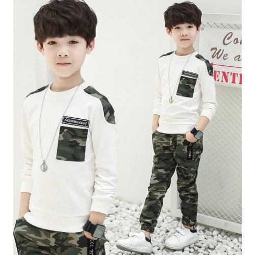 2Pcs Children Boys Clothing Set 2021 New Outfits Kids Boys Camouflage Disguise Tracksuit Sportwear Sport Suit 4 6 8 10 12 Years