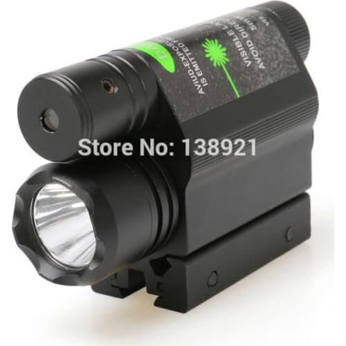 2 in 1 LED Flashlight Combo Tactical Flashlights Q5 LIGHT 200LM with Green Laser Sight For Pistol/Gun Handgun