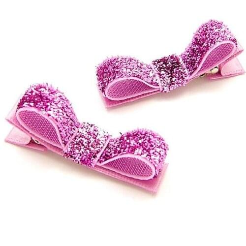 200pcs Free Shipping Girls Glam glitter tuxedo hair bow clips