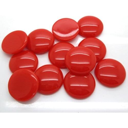 30Pcs 22mm Resin Red Round Decoration Crafts Beads Flatback Cabochon Scrapbook DIY Embellishments Accessories Buttons