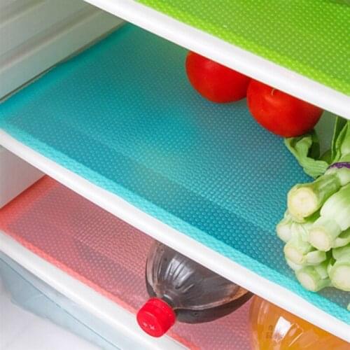 4Pcs Refrigerator Pad Antibacterial- Antifouling Mildew Moisture Tailorable Pad Refrigerator Mats Fridge Waterproof