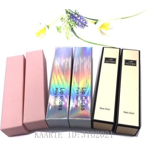 50/100pcs 23*23*107mm Cosmetic Paper Packing Box for Lipgloss Tube,2.3*2.3*10.4cm Pink Colored Packing Box of Lip Gloss Bottle