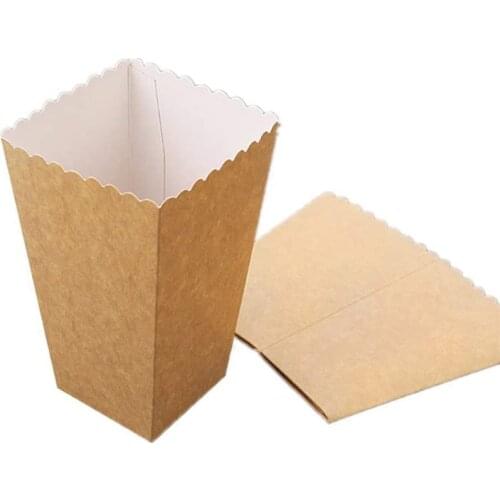 6pcs Natural Kraft Treat Popcorn Box for Wedding Party Supply Decoration Christmas Birthday Party Candy Gift Box Cups